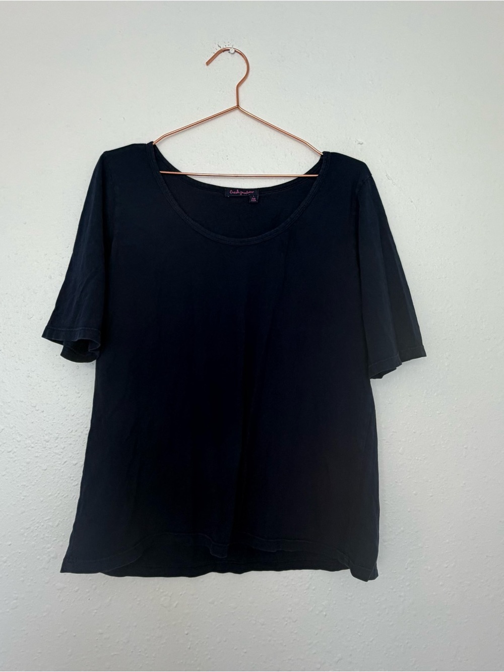 fresh produce navy Scoop Neck Short Sleeve Tee
